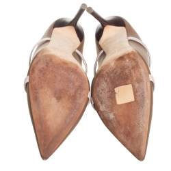 مملوكة مسبقًا حذاء سلايد مالون سولييه ماورين جلد مورين بني/ بيج مقدمة مدببة مقاس 40
