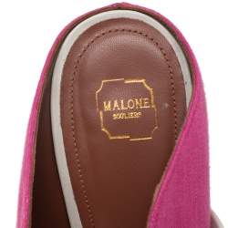 Pre Owned Malone Souliers Pink Canvas Maureen Pointed Toe Mule Sandals Size 37.5