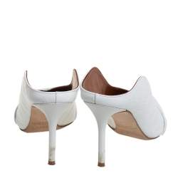 Pre Owned صندل مول مالون سولييه مقدمة مدببة ماروين جلد نقش تمساح أبيض مقاس 37