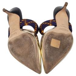 مملوكة مسبقًا Malone Souliers Gold Leather And Canvas Maisie Sandals Size 38.5