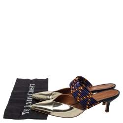 مملوكة مسبقًا Malone Souliers Gold Leather And Canvas Maisie Sandals Size 38.5