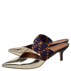 مملوكة مسبقًا Malone Souliers Gold Leather And Canvas Maisie Sandals Size 38.5