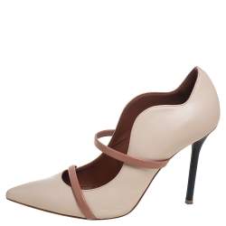 Pre Owned Malone Souliers Beige Leather Maureen Pointed Toe Pumps Size 37