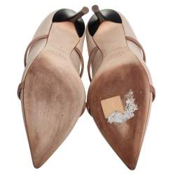 Pre Owned Malone Souliers Beige Leather Maureen Pointed Toe Pumps Size 37