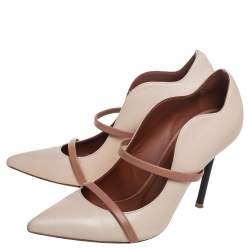 Pre Owned Malone Souliers Beige Leather Maureen Pointed Toe Pumps Size 37