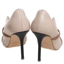 Pre Owned Malone Souliers Beige Leather Maureen Pointed Toe Pumps Size 37