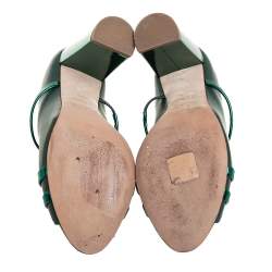 Pre Owned Malone Souliers Green Leather Norah Mules Size 37.5