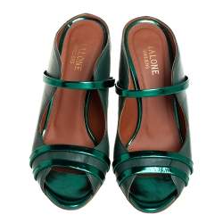 Pre Owned Malone Souliers Green Leather Norah Mules Size 37.5