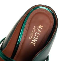 Pre Owned Malone Souliers Green Leather Norah Mules Size 37.5