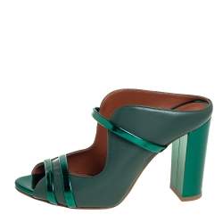 Pre Owned Malone Souliers Green Leather Norah Mules Size 37.5