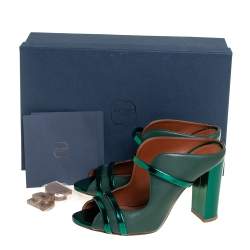Pre Owned Malone Souliers Green Leather Norah Mules Size 37.5