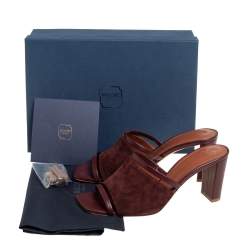 Pre Owned Malone Souliers Brown Leather And Suede Slide Sandals Size 38