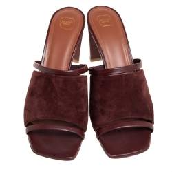 Pre Owned Malone Souliers Brown Leather And Suede Slide Sandals Size 38