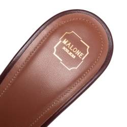 Pre Owned Malone Souliers Brown Leather And Suede Slide Sandals Size 38