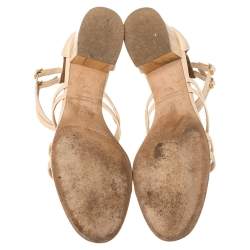 مملوكة مسبقًا Malone Souliers Cream Leather Ankle Strap Sandals Size 38.5