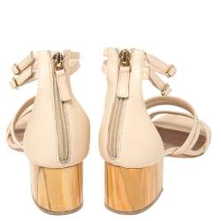 مملوكة مسبقًا Malone Souliers Cream Leather Ankle Strap Sandals Size 38.5