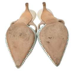 مملوكة مسبقًا Malone Souliers Multicolor Woven Raffia Maisie Sandals Size 36