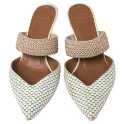 مملوكة مسبقًا Malone Souliers Multicolor Woven Raffia Maisie Sandals Size 36