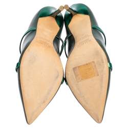 مملوكة مسبقًا حذاء كعب عالي مالون سولييه ماورين جلد أخضر مقاس 36