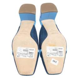 Pre Owned Malone Souliers Blue Raffia Carmen Crystal Embellished Mules Size 40