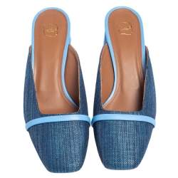 Pre Owned Malone Souliers Blue Raffia Carmen Crystal Embellished Mules Size 40