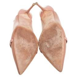 Pre Owned Malone Souliers Beige Leather Marion Pointed Toe Slingback Pumps Size 38.5