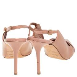 Pre Owned Malone Souliers Beige Leather Marion Pointed Toe Slingback Pumps Size 38.5