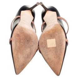 Pre Owned Malone Souliers Black/Beige Leather Maureen Pointed Toe Mules Size 38