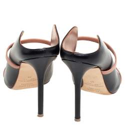 Pre Owned Malone Souliers Black/Beige Leather Maureen Pointed Toe Mules Size 38