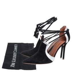 مملوكة مسبقًا حذاء كعب عالي مالون سولييه هاجي سويدي وجلد أسود / فضي مقاس 37