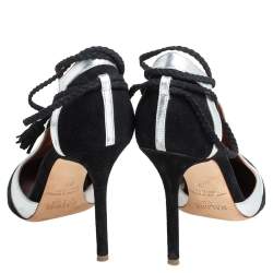 مملوكة مسبقًا حذاء كعب عالي مالون سولييه هاجي سويدي وجلد أسود / فضي مقاس 37