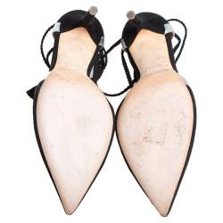 مملوكة مسبقًا حذاء كعب عالي مالون سولييه هاجي سويدي وجلد أسود / فضي مقاس 37