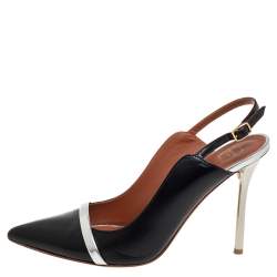 Pre Owned صندل مالون سولييه ماريون سير كاحل جلد أسود/ فضي مقاس 38.5