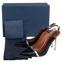 Pre Owned صندل مالون سولييه ماريون سير كاحل جلد أسود/ فضي مقاس 38.5