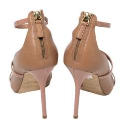 مملوكة مسبقًا حذاء كعب عالي مالون سولييه روبين جلد بيج مقاس 38