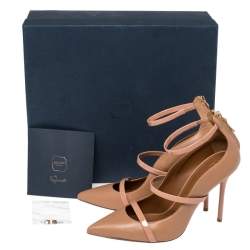 مملوكة مسبقًا حذاء كعب عالي مالون سولييه روبين جلد بيج مقاس 38