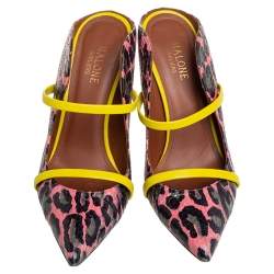 Pre Owned Malone Souliers Multicolor Leopard Print Python And Leather Maureen Pointed Toe Mules Size 37.5
