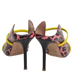 Pre Owned Malone Souliers Multicolor Leopard Print Python And Leather Maureen Pointed Toe Mules Size 37.5