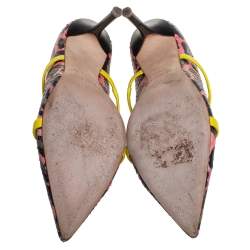 Pre Owned Malone Souliers Multicolor Leopard Print Python And Leather Maureen Pointed Toe Mules Size 37.5