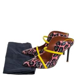 Pre Owned Malone Souliers Multicolor Leopard Print Python And Leather Maureen Pointed Toe Mules Size 37.5