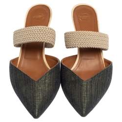 مملوكة مسبقًا Malone Souliers Grey/Beige  Canvas Maisie Mule Sandals Size 41
