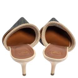 مملوكة مسبقًا Malone Souliers Grey/Beige  Canvas Maisie Mule Sandals Size 41