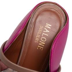 Pre Owned Malone Souliers Pink Leather Maureen Pointed Toe Mules Size 35