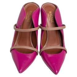 Pre Owned Malone Souliers Pink Leather Maureen Pointed Toe Mules Size 35