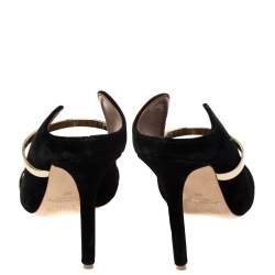 Pre Owned Malone Souliers Black Velvet Maureen Mule Sandals Size 39