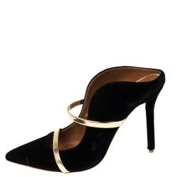 Pre Owned Malone Souliers Black Velvet Maureen Mule Sandals Size 39