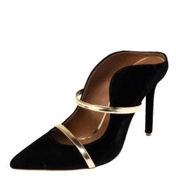Pre Owned Malone Souliers Black Velvet Maureen Mule Sandals Size 39