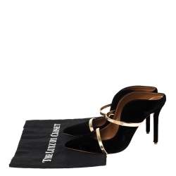 Pre Owned Malone Souliers Black Velvet Maureen Mule Sandals Size 39