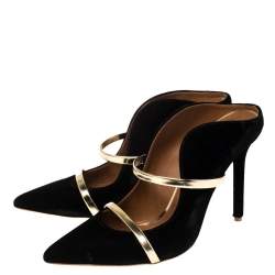 Pre Owned Malone Souliers Black Velvet Maureen Mule Sandals Size 39