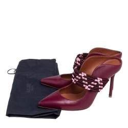 Pre Owned Malone Souliers Burgundy Leather Mara Mule Sandals Size 36